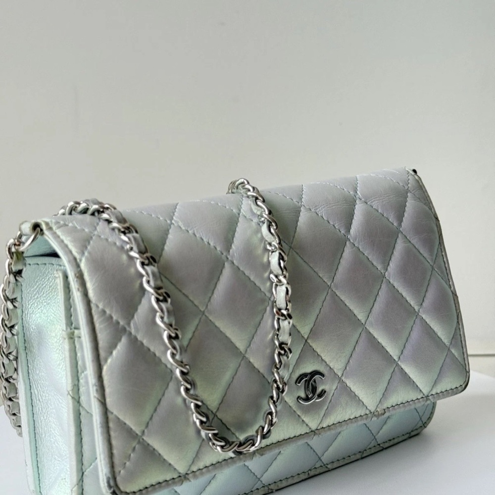 Chanel Metalic Silver Calfskin Wallet On Chain - Picture 2 of 10